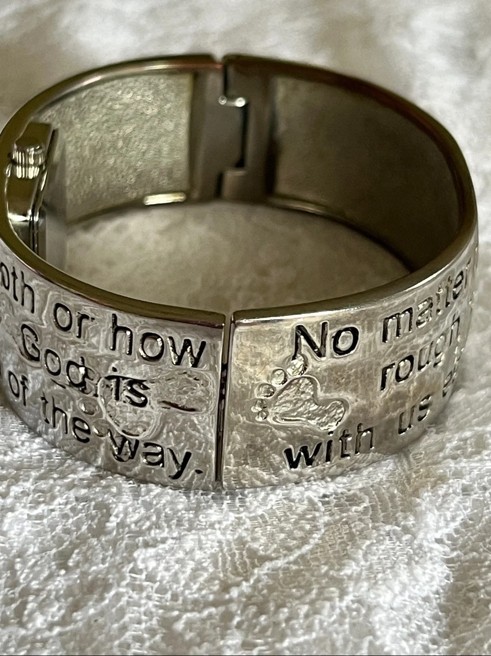 Studio Silver-tone Text-Engraved Cuff Watch